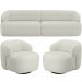 Sofá 3 Lugares Curvo Orgânico com 02 Poltronas Para Sala Living 250cm Barolo L06 Linho Cru - Lyam Decor