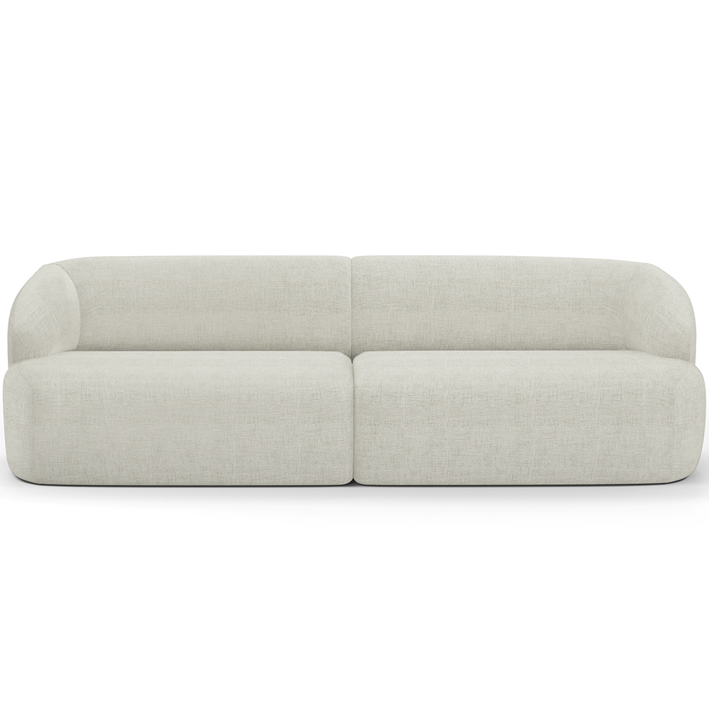 Sofá 3 Lugares Curvo Orgânico com 02 Poltronas Para Sala Living 250cm Barolo L06 Linho Cru - Lyam Decor