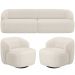 Sofá 3 Lugares Curvo Orgânico com 02 Poltronas Para Sala Living 250cm Barolo L06 Linho Mescla - Lyam Decor