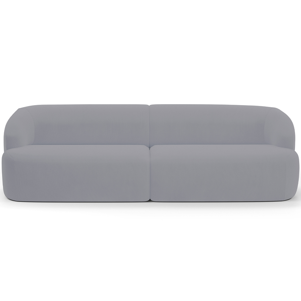 Sofá 3 Lugares Curvo Orgânico com 02 Poltronas Para Sala Living 250cm Barolo L06 Veludo Cinza - Lyam Decor