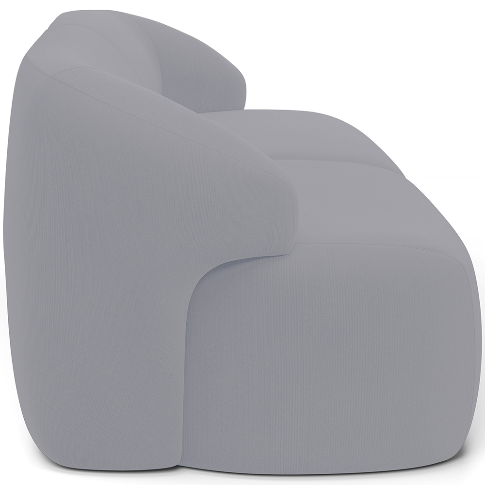 Sofá 3 Lugares Curvo Orgânico com 02 Poltronas Para Sala Living 250cm Barolo L06 Veludo Cinza - Lyam Decor