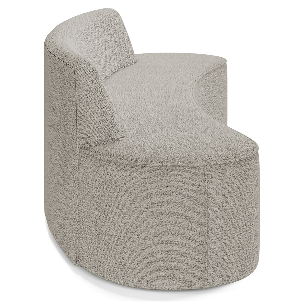 Sofá 3 Lugares Curvo Sala de Estar Living Cancún D02 Bouclê Bege 210 cm B-62 - Lyam Decor