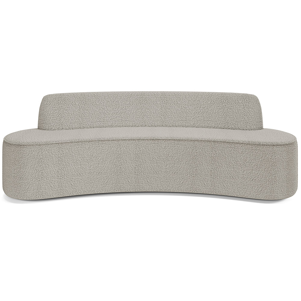 Sofá 3 Lugares Curvo Sala de Estar Living Cancún D02 Bouclê Bege 210 cm B-62 - Lyam Decor
