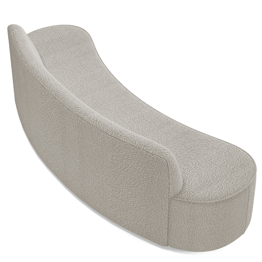 Sofá 3 Lugares Curvo Sala de Estar Living Cancún D02 Bouclê Bege 210 cm B-62 - Lyam Decor