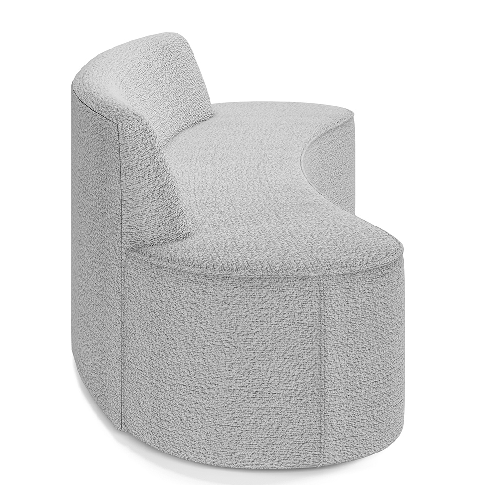Sofá 3 Lugares Curvo Sala de Estar Living Cancún D02 Bouclê Cinza 180 cm B-56 - Lyam Decor