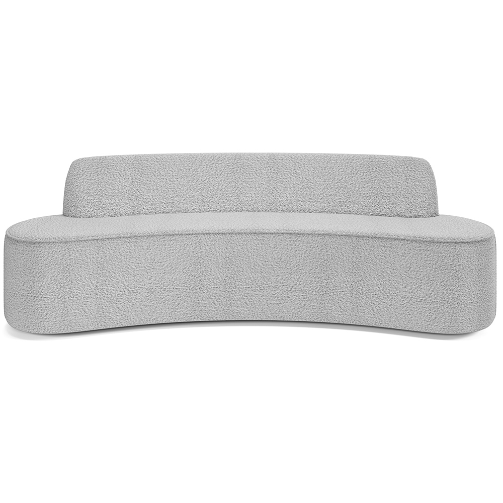 Sofá 3 Lugares Curvo Sala de Estar Living Cancún D02 Bouclê Cinza 180 cm B-56 - Lyam Decor