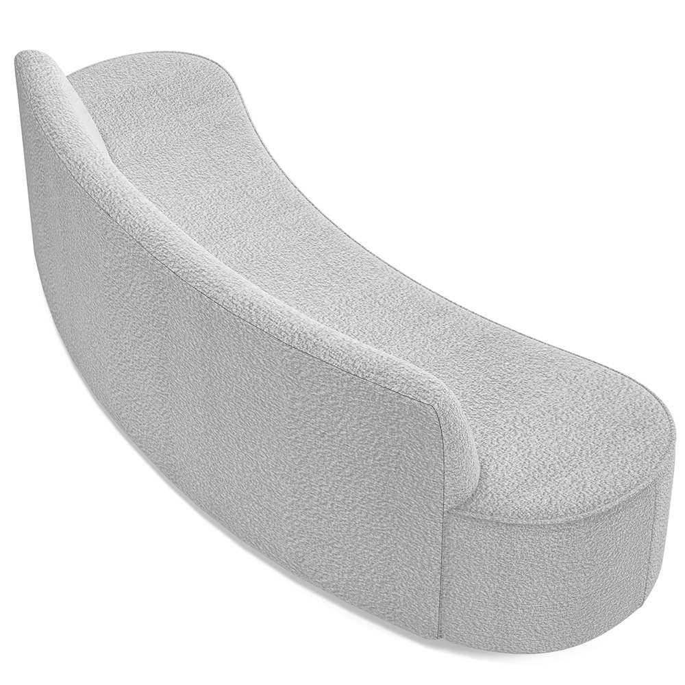 Sofá 3 Lugares Curvo Sala de Estar Living Cancún D02 Bouclê Cinza 210 cm B-56 - Lyam Decor