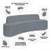 Sofá 3 Lugares Curvo Sala de Estar Living Cancún D02 Bouclê Cinza Escuro 180 cm B-64 - Lyam Decor