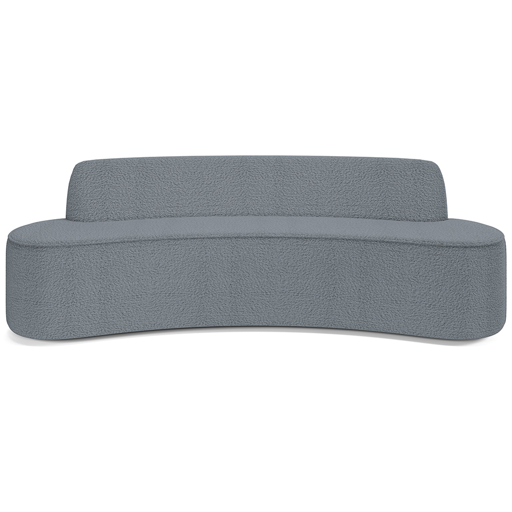 Sofá 3 Lugares Curvo Sala de Estar Living Cancún D02 Bouclê Cinza Escuro 180 cm B-64 - Lyam Decor