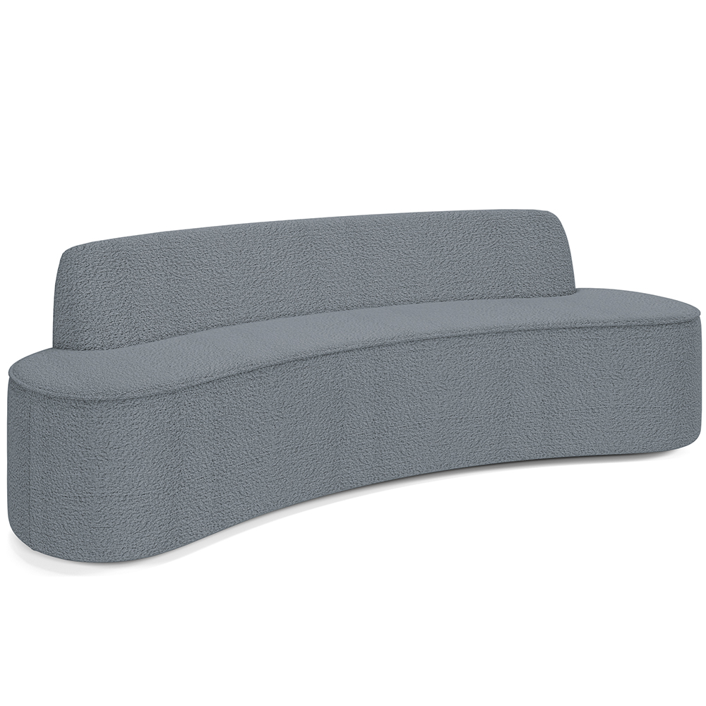 Sofá 3 Lugares Curvo Sala de Estar Living Cancún D02 Bouclê Cinza Escuro 210 cm B-64 - Lyam Decor