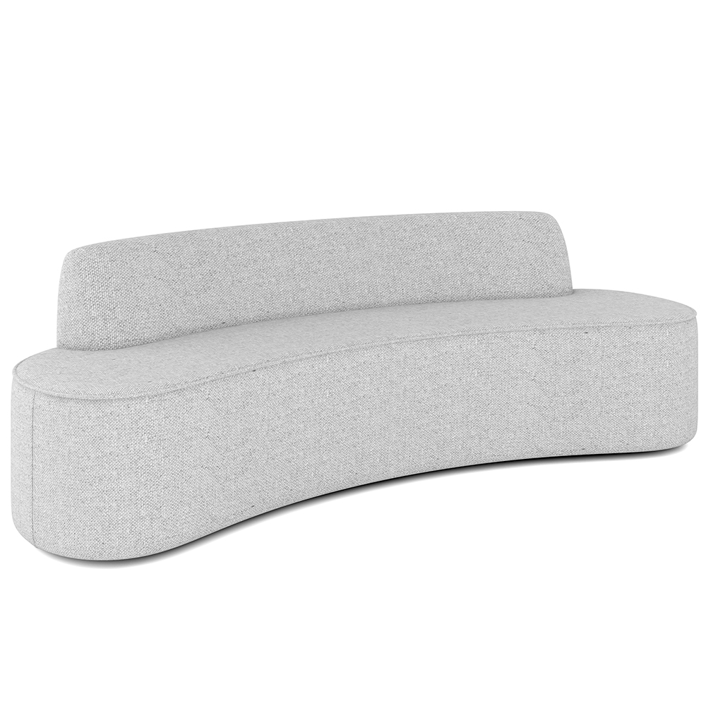 Sofá 3 Lugares Curvo Sala de Estar Living Cancún D02 Linho Cinza 180 cm D-315 - Lyam Decor