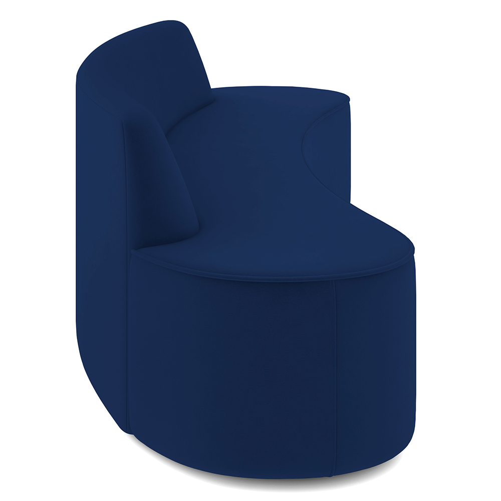 Sofá 3 Lugares Curvo Sala de Estar Living Cancún D02 Veludo Azul Marinho 210 cm C-304 - Lyam Decor