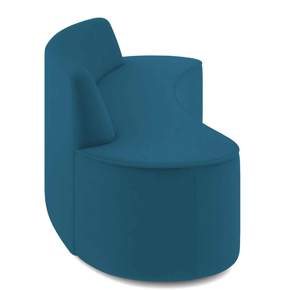 Sofá 3 Lugares Curvo Sala de Estar Living Cancún D02 Veludo Azul Turquesa 180 cm C-170 - Lyam Decor