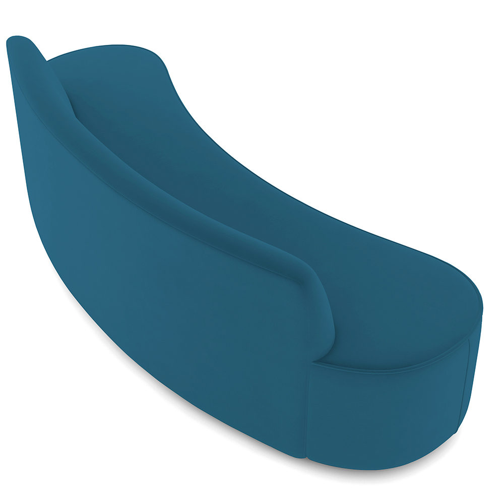 Sofá 3 Lugares Curvo Sala de Estar Living Cancún D02 Veludo Azul Turquesa 180 cm C-170 - Lyam Decor
