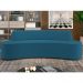 Sofá 3 Lugares Curvo Sala de Estar Living Cancún D02 Veludo Azul Turquesa 210 cm C-170 - Lyam Decor