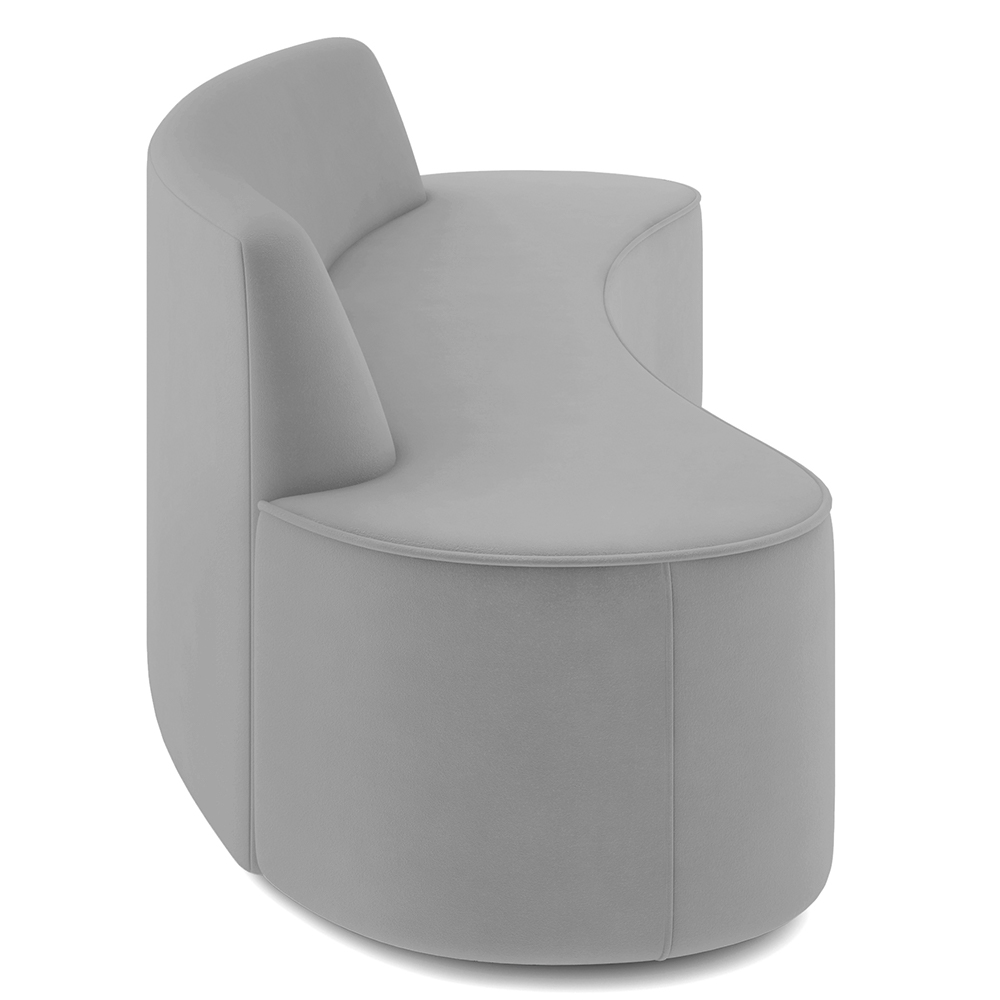 Sofá 3 Lugares Curvo Sala de Estar Living Cancún D02 Veludo Cinza 180 cm C-317 - Lyam Decor
