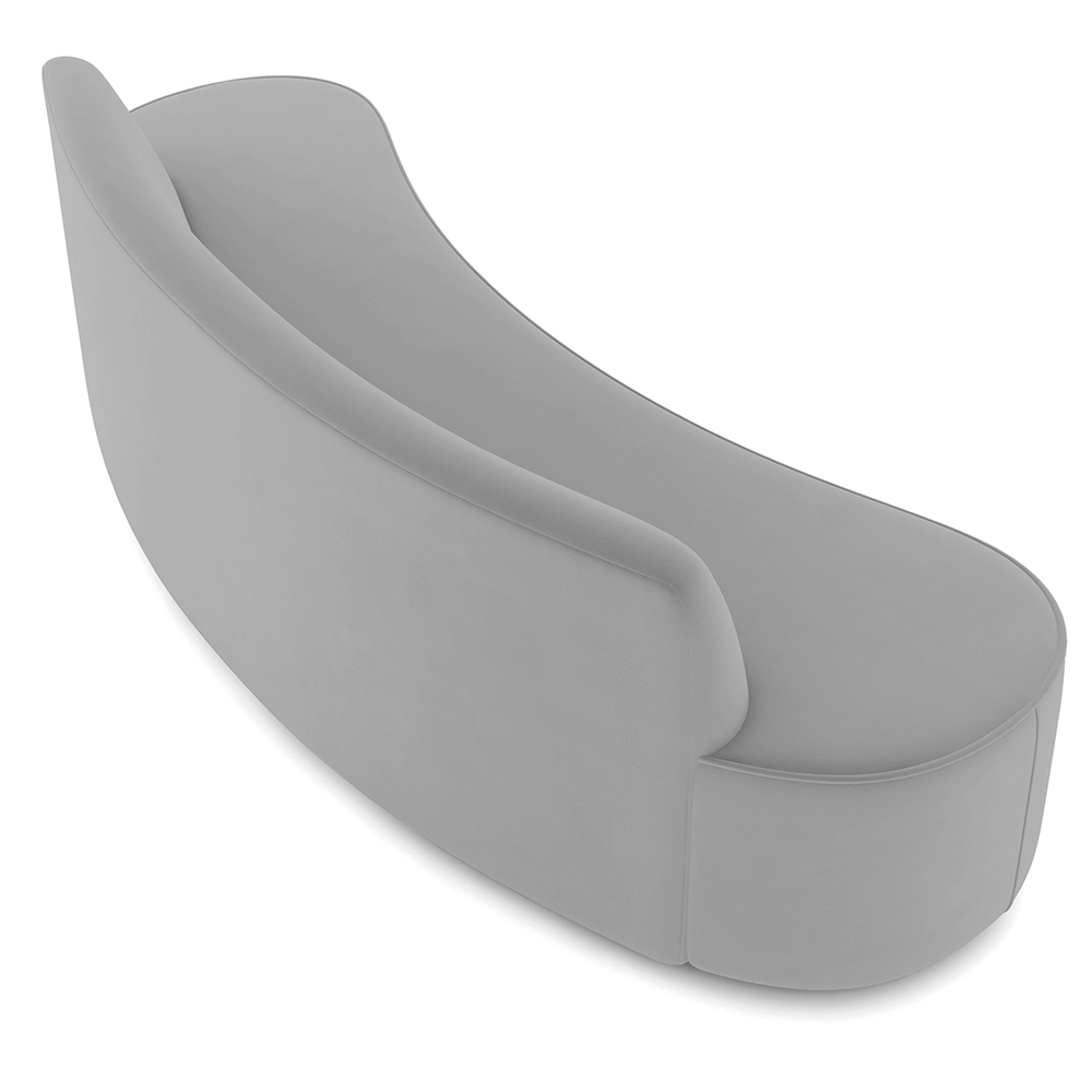 Sofá 3 Lugares Curvo Sala de Estar Living Cancún D02 Veludo Cinza 180 cm C-317 - Lyam Decor