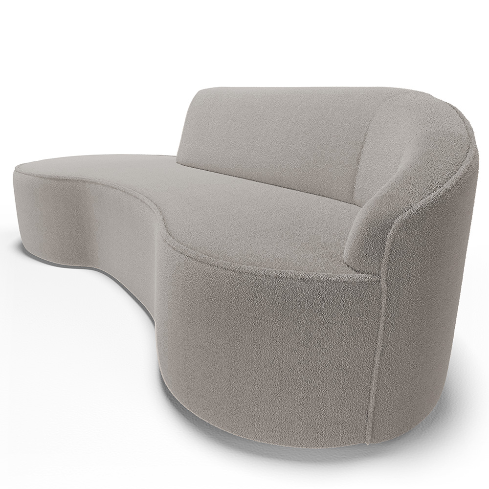 Sofá 3 Lugares Curvo Sala de Estar Living Firenze Direito D02 Bouclê Bege 210 cm B-62 - Lyam