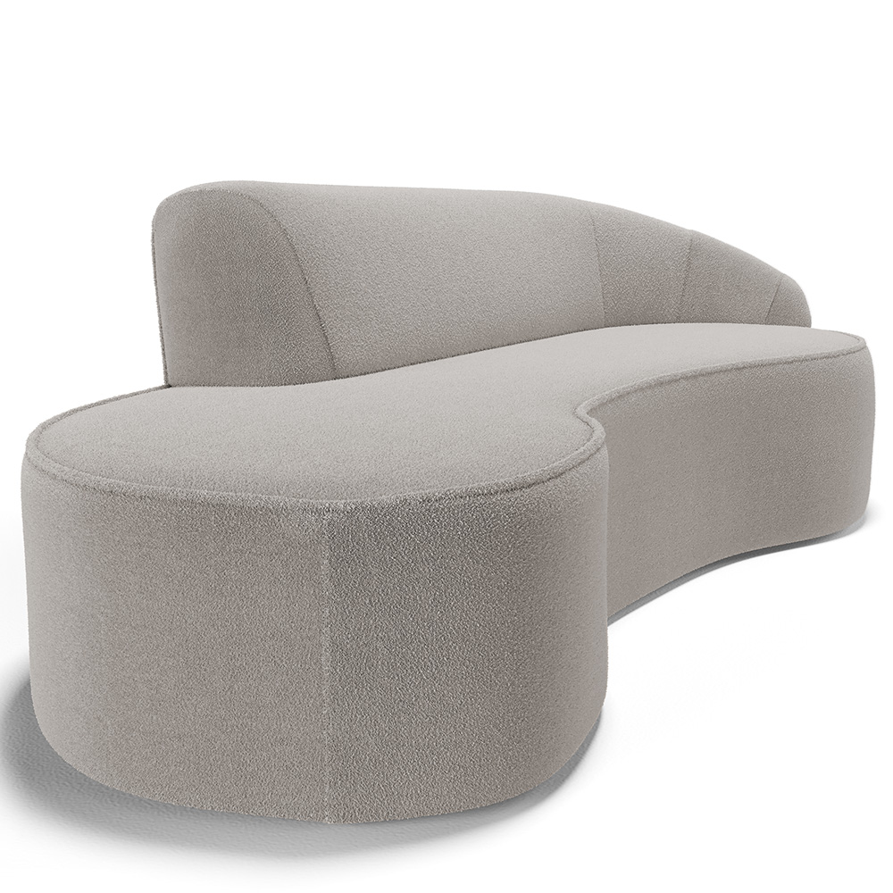 Sofá 3 Lugares Curvo Sala de Estar Living Firenze Direito D02 Bouclê Bege 210 cm B-62 - Lyam