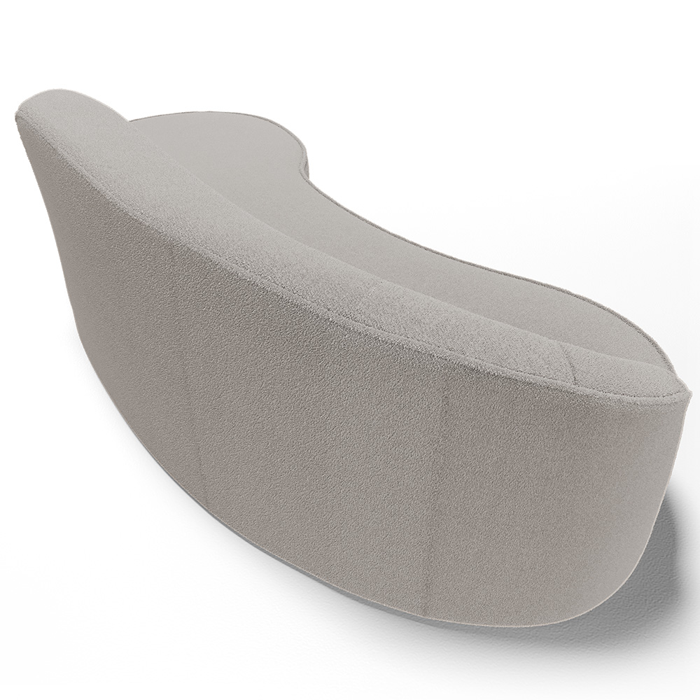 Sofá 3 Lugares Curvo Sala de Estar Living Firenze Direito D02 Bouclê Bege 210 cm B-62 - Lyam