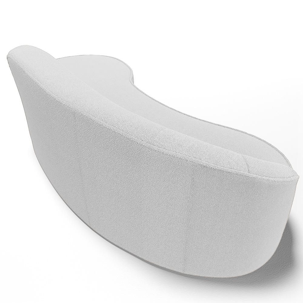 Sofá 3 Lugares Curvo Sala de Estar Living Firenze Direito D02 Bouclê Branco 210 cm B-53 - Lyam
