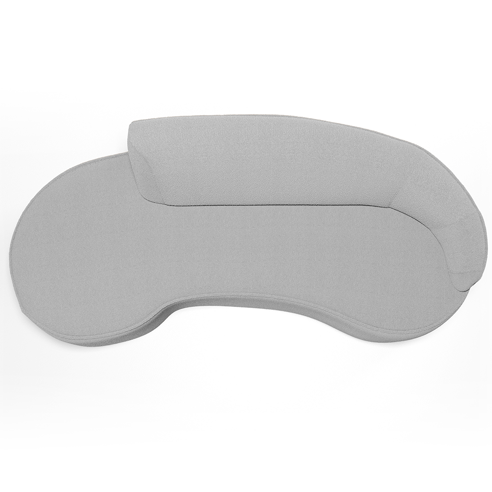 Sofá 3 Lugares Curvo Sala de Estar Living Firenze Direito D02 Bouclê Cinza 210 cm B-56 - Lyam