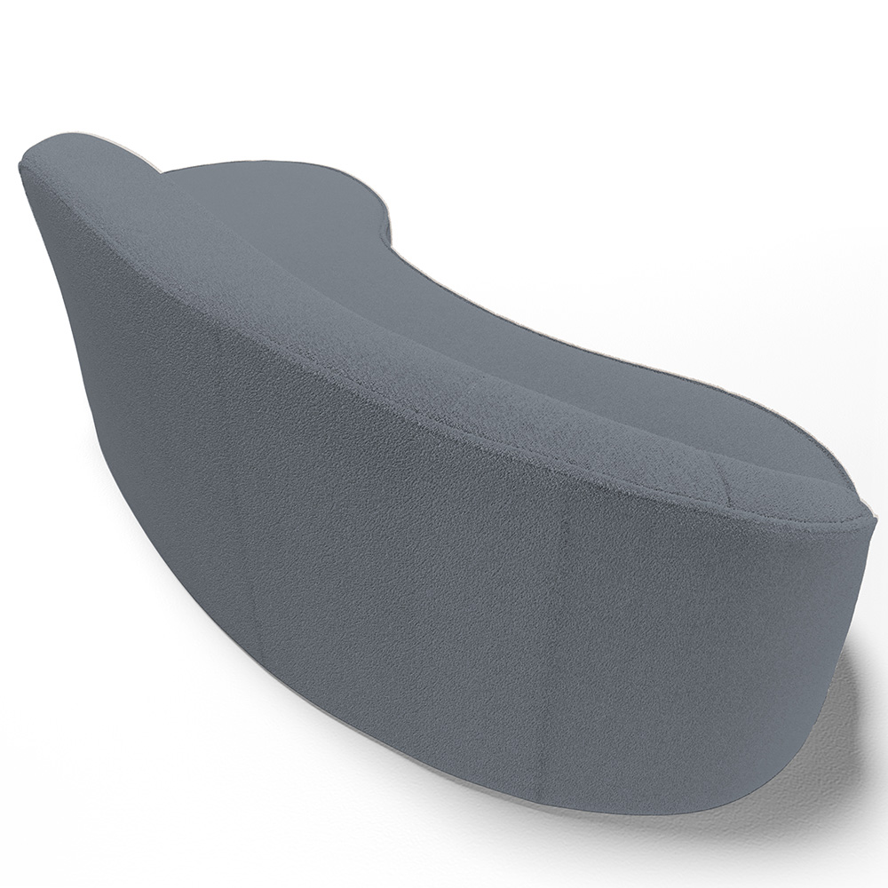 Sofá 3 Lugares Curvo Sala de Estar Living Firenze Direito D02 Bouclê Cinza Escuro 180 cm B-64 - Lyam