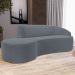 Sofá 3 Lugares Curvo Sala de Estar Living Firenze Direito D02 Bouclê Cinza Escuro 210 cm B-64 - Lyam