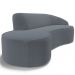 Sofá 3 Lugares Curvo Sala de Estar Living Firenze Direito D02 Bouclê Cinza Escuro 210 cm B-64 - Lyam