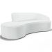 Sofá 3 Lugares Curvo Sala de Estar Living Firenze Direito D02 Corano Branco 210 cm C-12 - Lyam