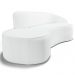 Sofá 3 Lugares Curvo Sala de Estar Living Firenze Direito D02 Corano Branco 210 cm C-12 - Lyam