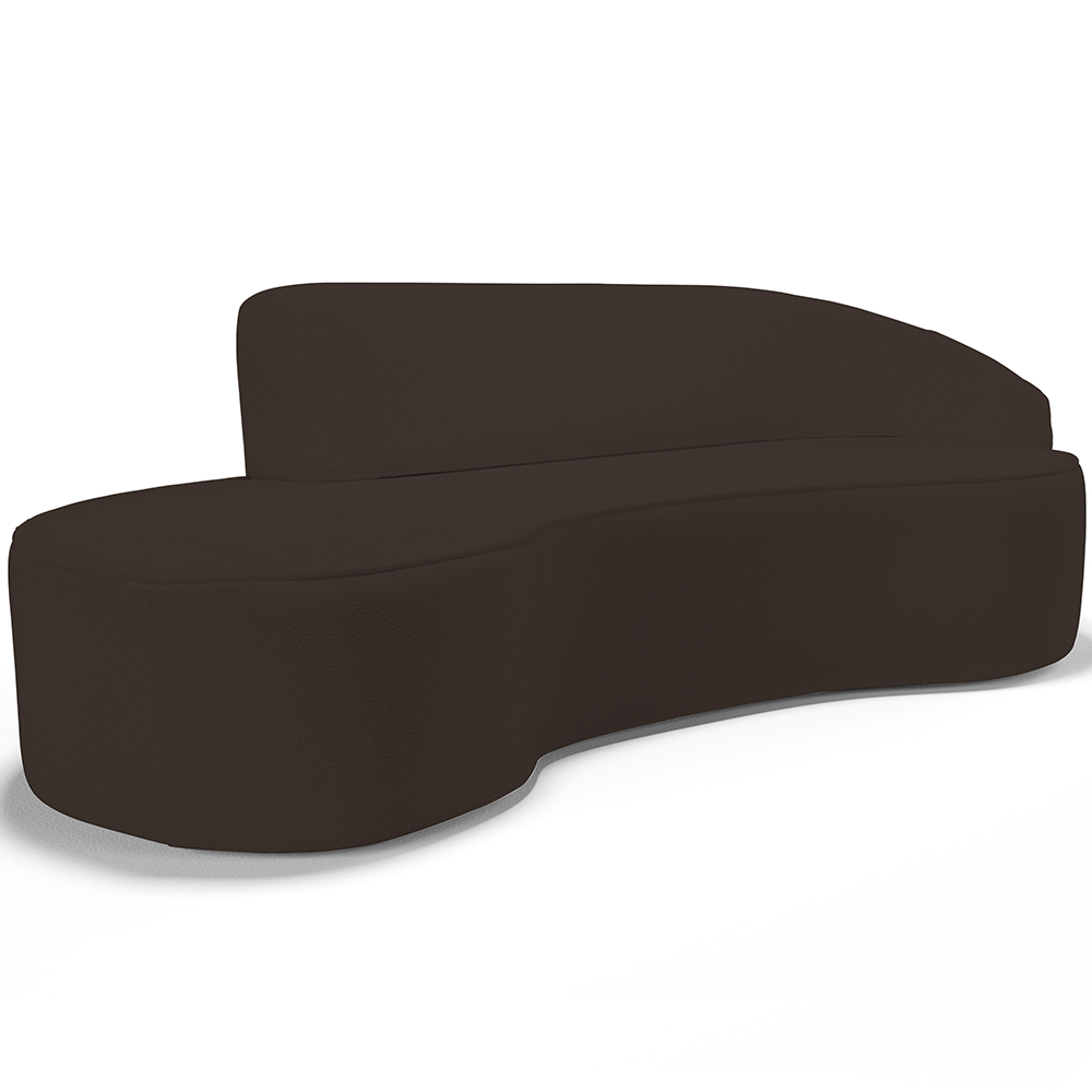 Sofá 3 Lugares Curvo Sala de Estar Living Firenze Direito D02 Corano Marrom 180 cm C-34 - Lyam
