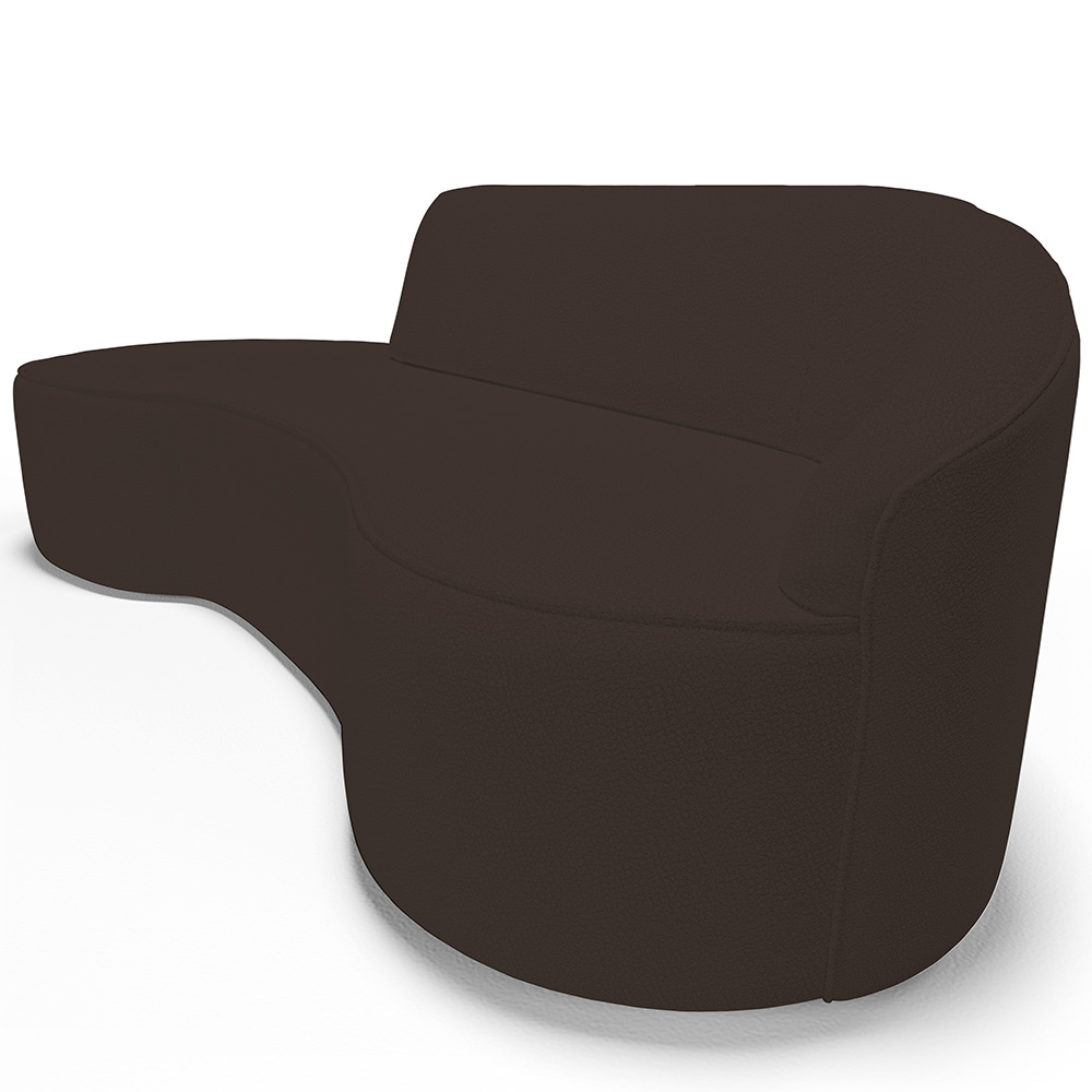 Sofá 3 Lugares Curvo Sala de Estar Living Firenze Direito D02 Corano Marrom 180 cm C-34 - Lyam