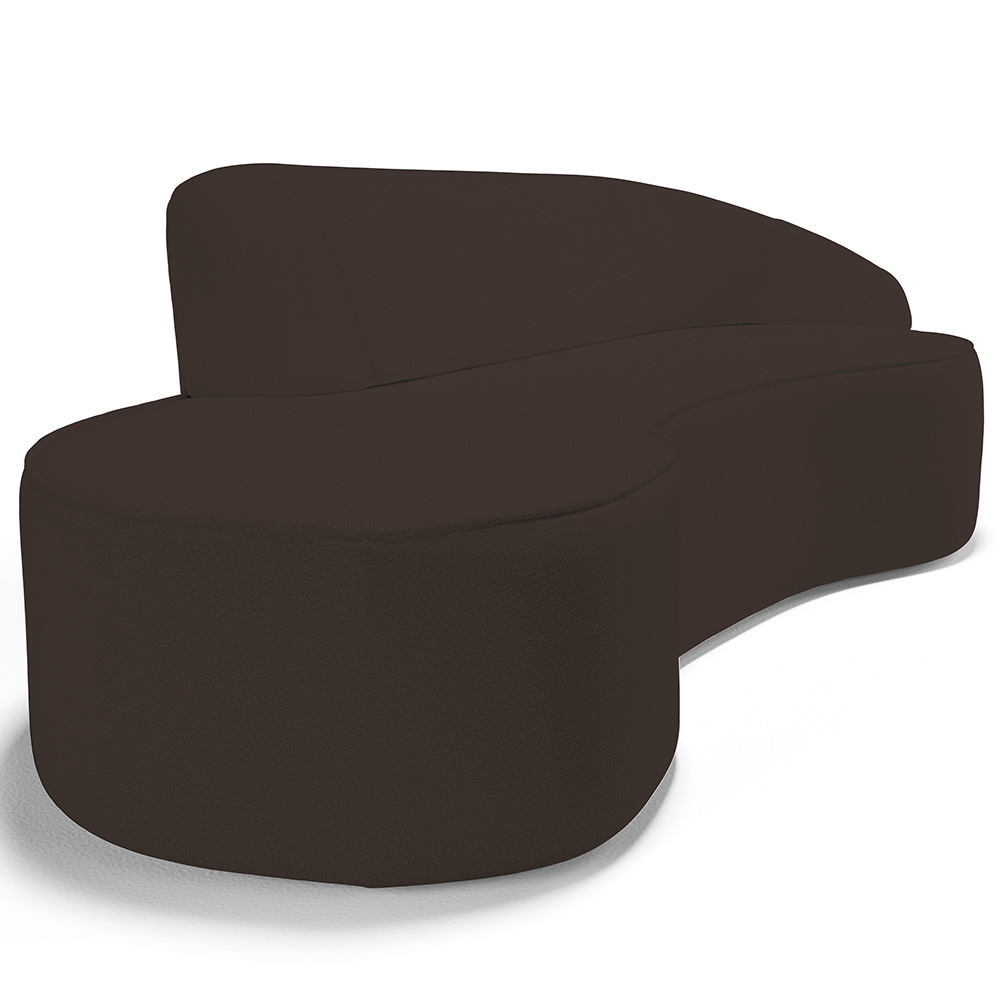 Sofá 3 Lugares Curvo Sala de Estar Living Firenze Direito D02 Corano Marrom 180 cm C-34 - Lyam
