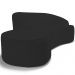 Sofá 3 Lugares Curvo Sala de Estar Living Firenze Direito D02 Corano Preto 180 cm C-05 - Lyam