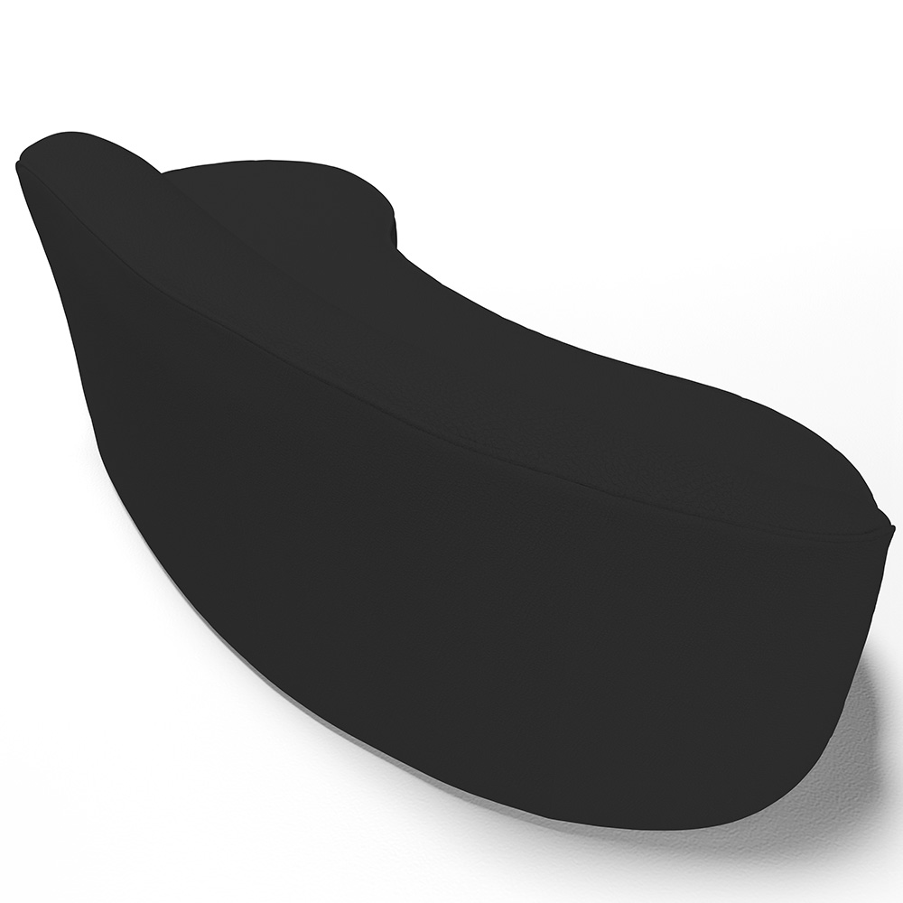 Sofá 3 Lugares Curvo Sala de Estar Living Firenze Direito D02 Corano Preto 210 cm C-05 - Lyam