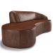 Sofá 3 Lugares Curvo Sala de Estar Living Firenze Direito D02 Couríssimo Marrom 210 cm B-38 - Lyam