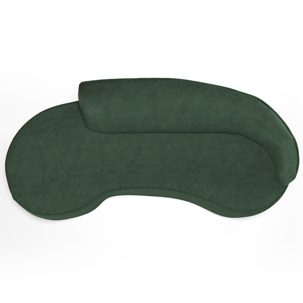 Sofá 3 Lugares Curvo Sala de Estar Living Firenze Direito D02 Couríssimo Verde 210 cm B-89 - Lyam