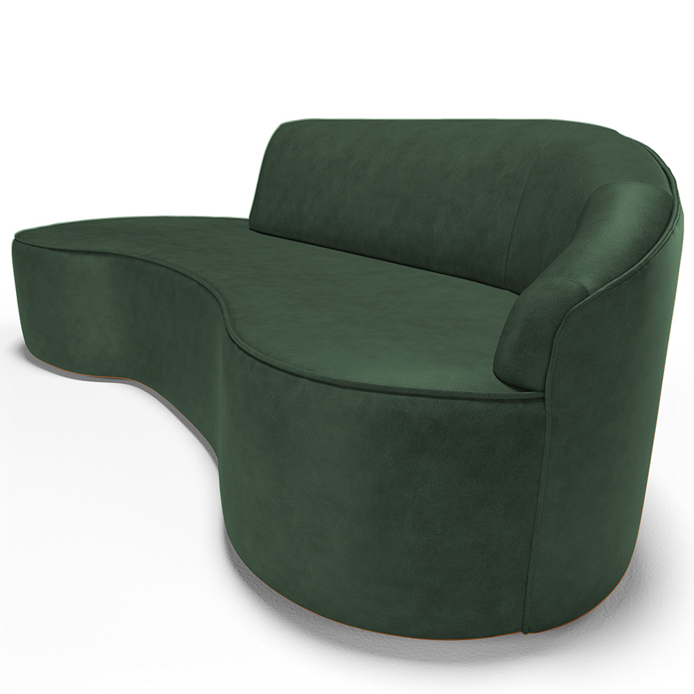 Sofá 3 Lugares Curvo Sala de Estar Living Firenze Direito D02 Couríssimo Verde 230 cm B-89 - Lyam