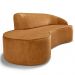 Sofá 3 Lugares Curvo Sala de Estar Living Firenze Direito D02 Couríssimo Whisky 230 cm B-90 - Lyam