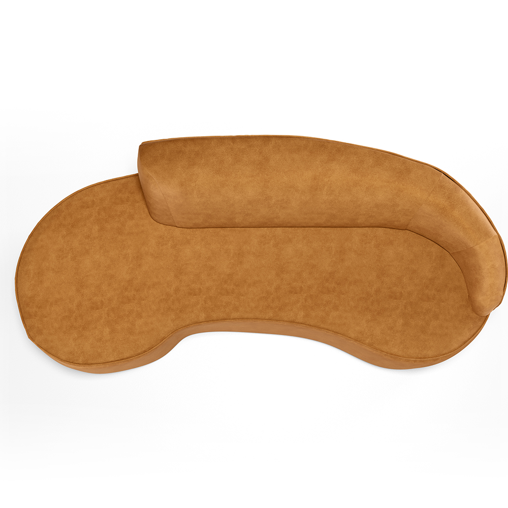 Sofá 3 Lugares Curvo Sala de Estar Living Firenze Direito D02 Couríssimo Whisky 230 cm B-90 - Lyam