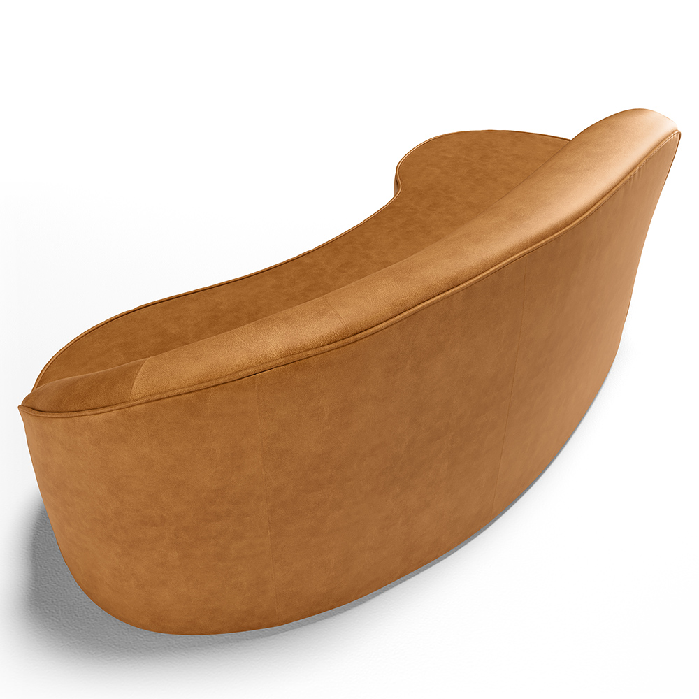 Sofá 3 Lugares Curvo Sala de Estar Living Firenze Direito D02 Couríssimo Whisky 230 cm B-90 - Lyam