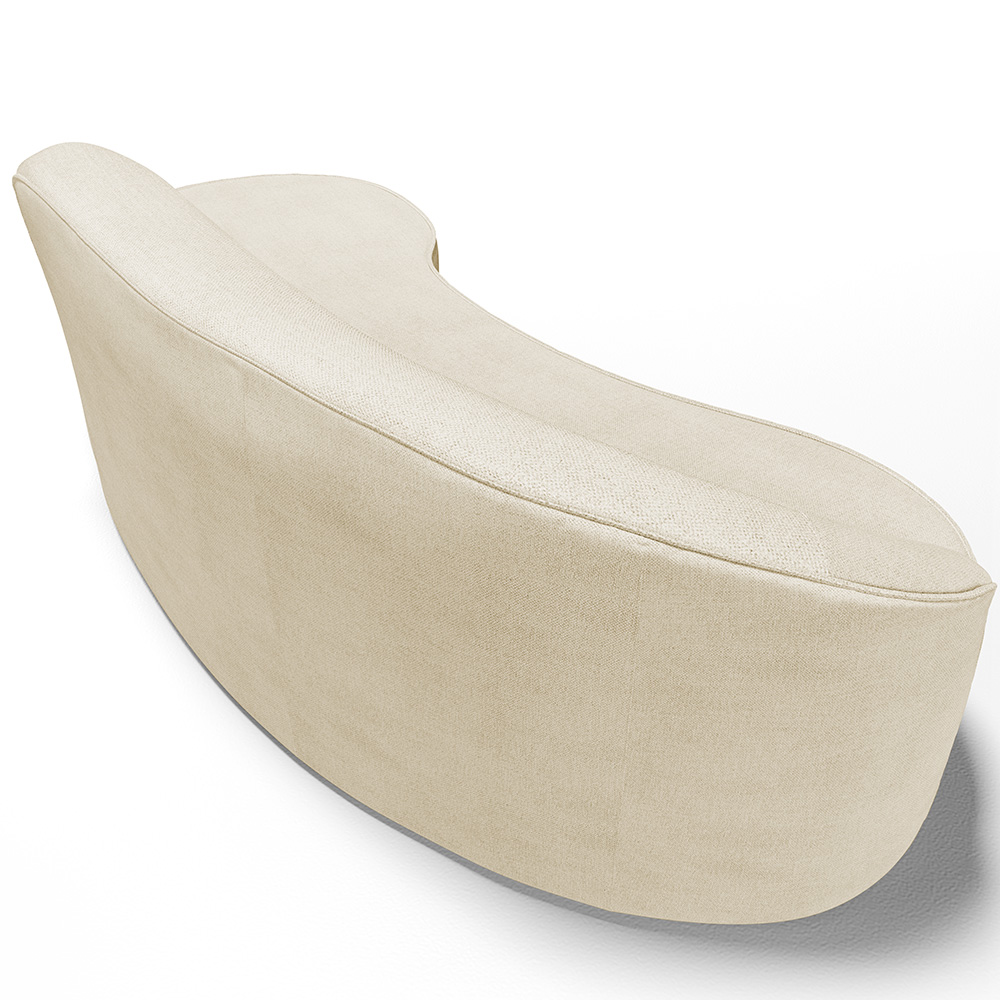 Sofá 3 Lugares Curvo Sala de Estar Living Firenze Direito D02 Linho Bege 180 cm D-463 - Lyam