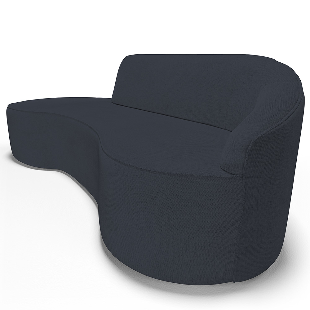 Sofá 3 Lugares Curvo Sala de Estar Living Firenze Direito D02 Linho Chumbo 210 cm D-465 - Lyam