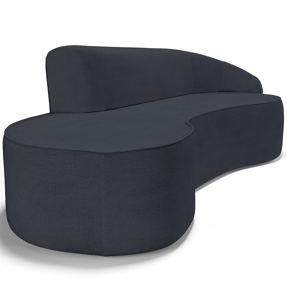 Sofá 3 Lugares Curvo Sala de Estar Living Firenze Direito D02 Linho Chumbo 210 cm D-465 - Lyam