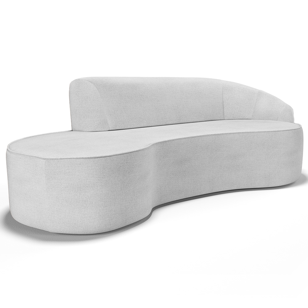 Sofá 3 Lugares Curvo Sala de Estar Living Firenze Direito D02 Linho Cinza 180 cm D-315 - Lyam