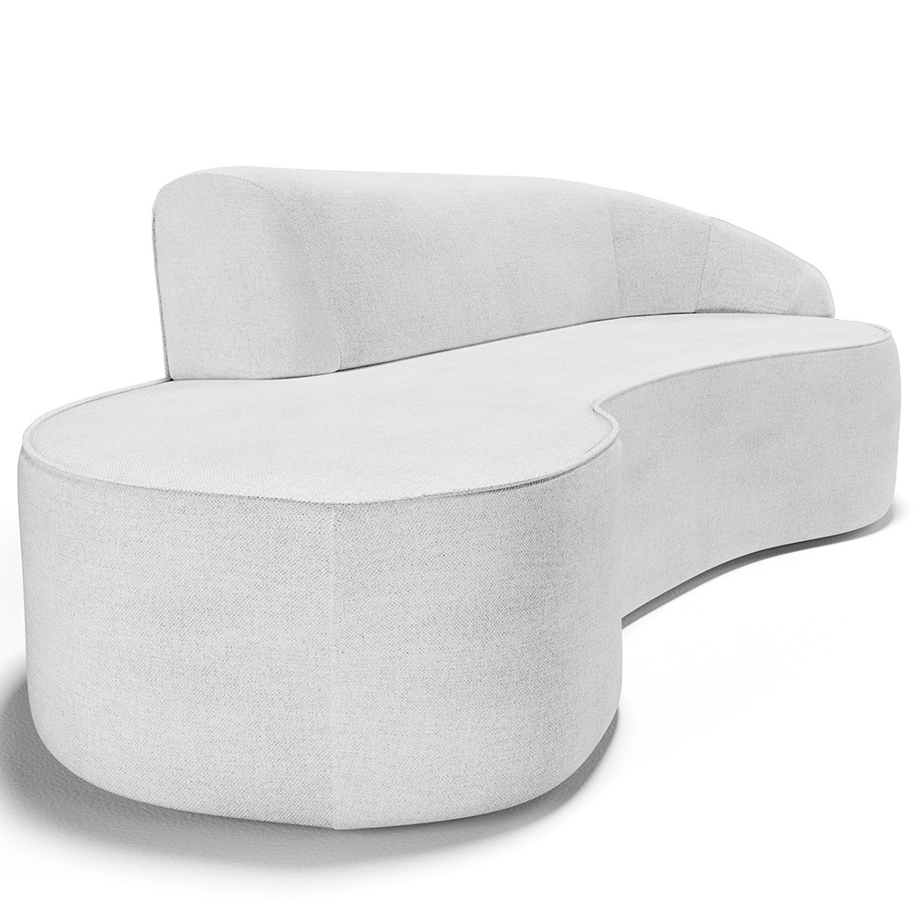 Sofá 3 Lugares Curvo Sala de Estar Living Firenze Direito D02 Linho Cinza 180 cm D-315 - Lyam
