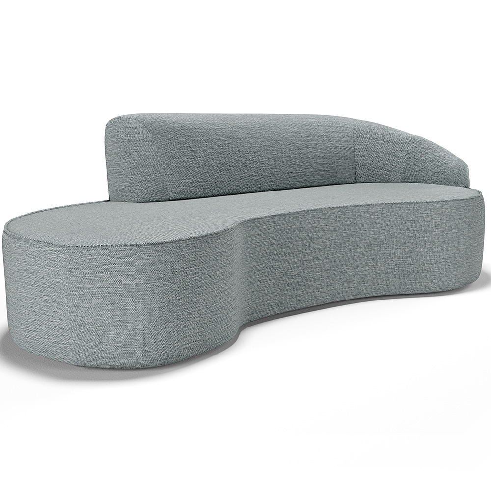 Sofá 3 Lugares Curvo Sala de Estar Living Firenze Direito D02 Linho Cinza 180 cm D-474 - Lyam