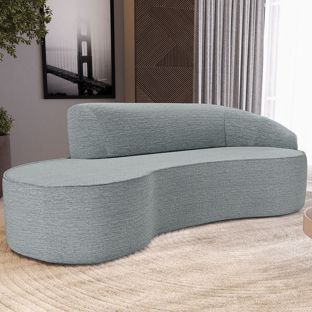 Sofá 3 Lugares Curvo Sala de Estar Living Firenze Direito D02 Linho Cinza 180 cm D-474 - Lyam