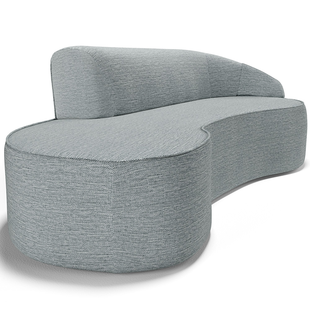 Sofá 3 Lugares Curvo Sala de Estar Living Firenze Direito D02 Linho Cinza 180 cm D-474 - Lyam